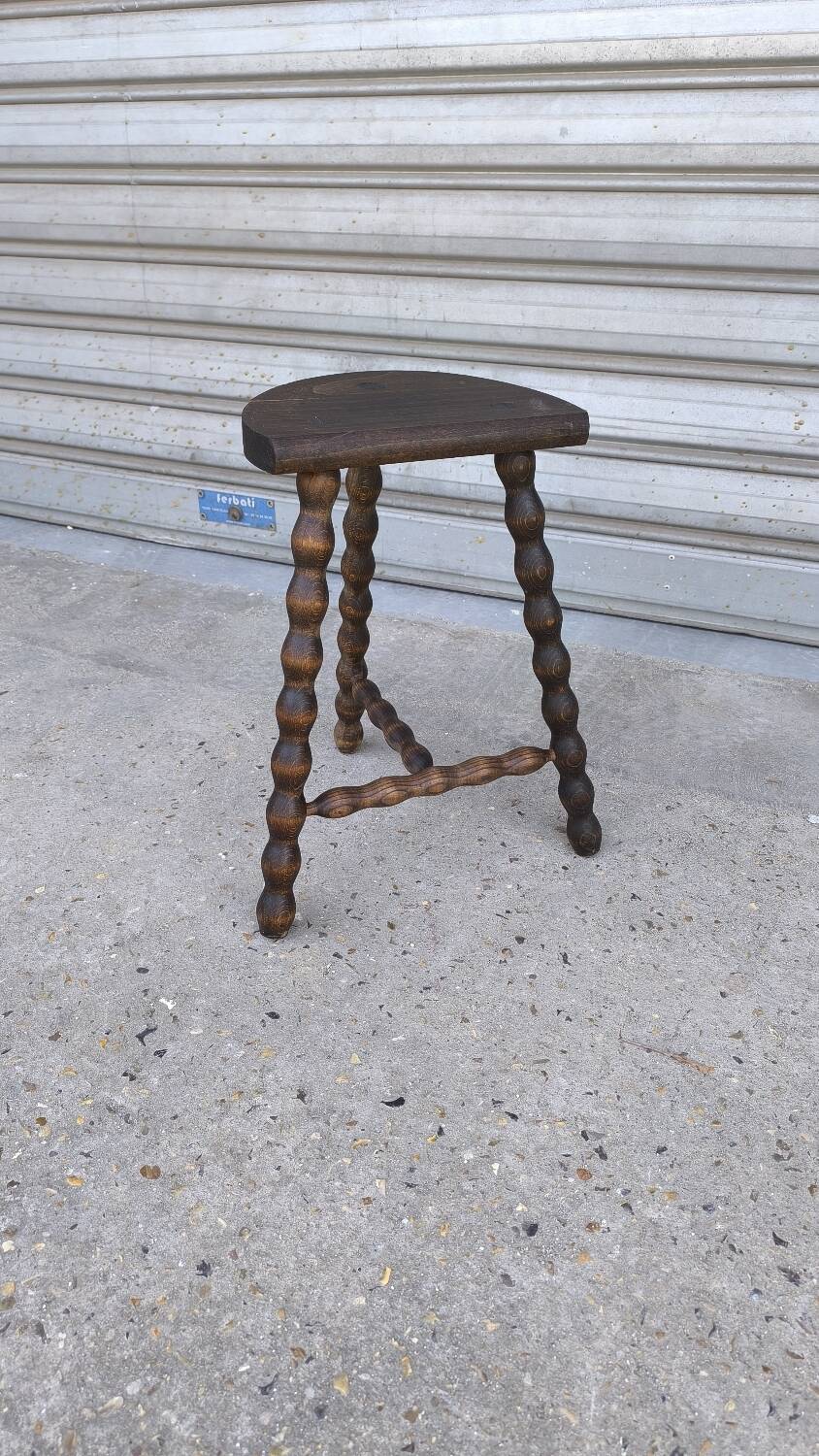Turned wooden tripod stool