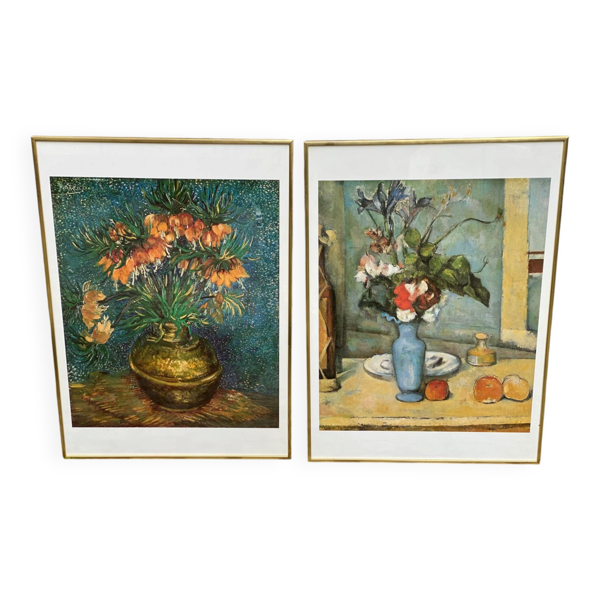2 tableaux lithographies avec cadre doré 60x80cm