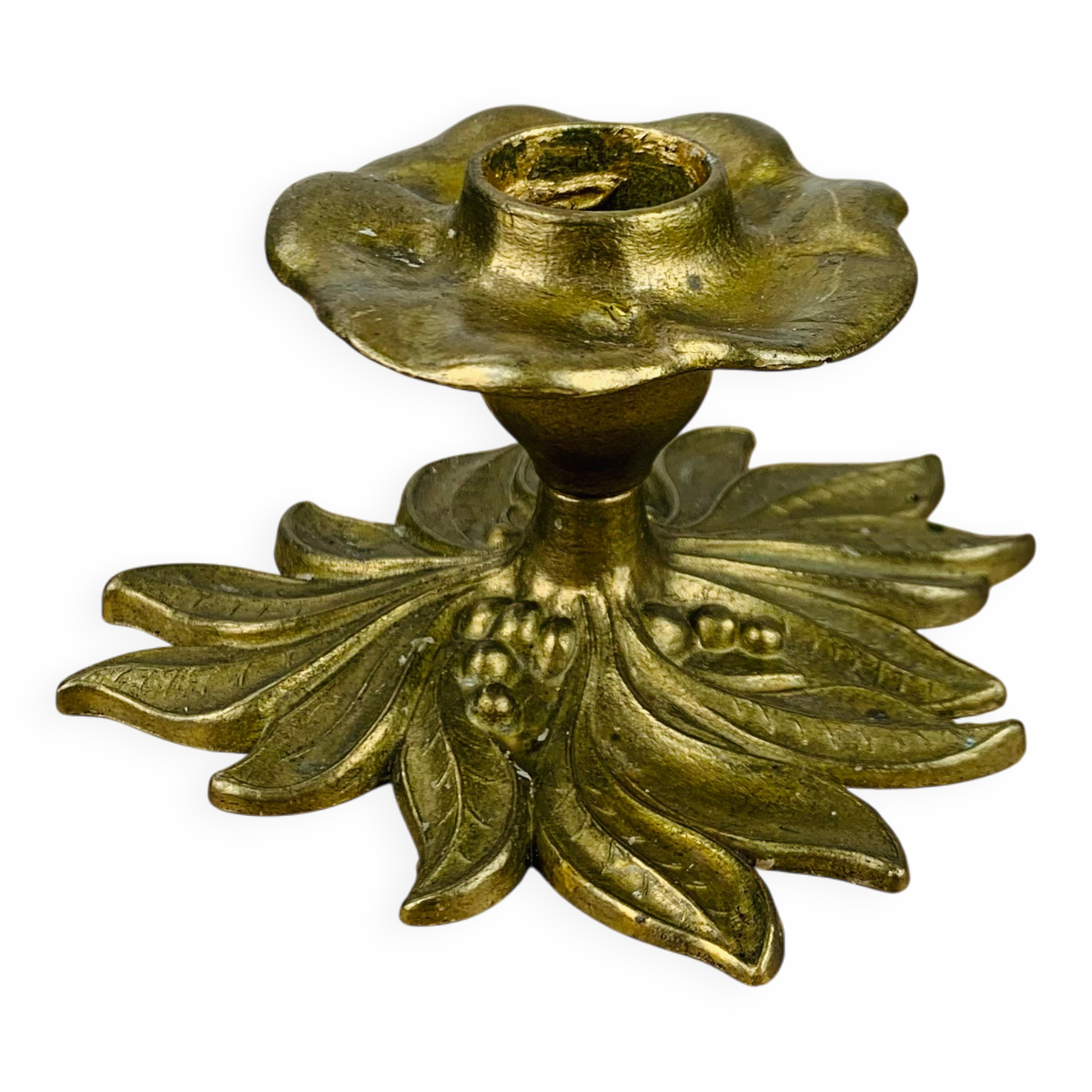 Golden brass flower candlestick, vintage