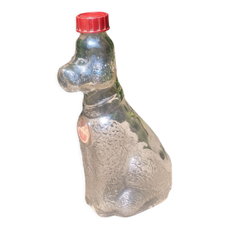 Carafe en verre en forme de chien / caniche des années 40/50 de la marque "durand"