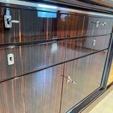 Large Art Deco Sideboard in Macassar Ebony, Maple & Chrome, France, 1930s