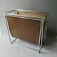 Gérard Rignault Group S.A. magazine rack from the 70s, metal and leather