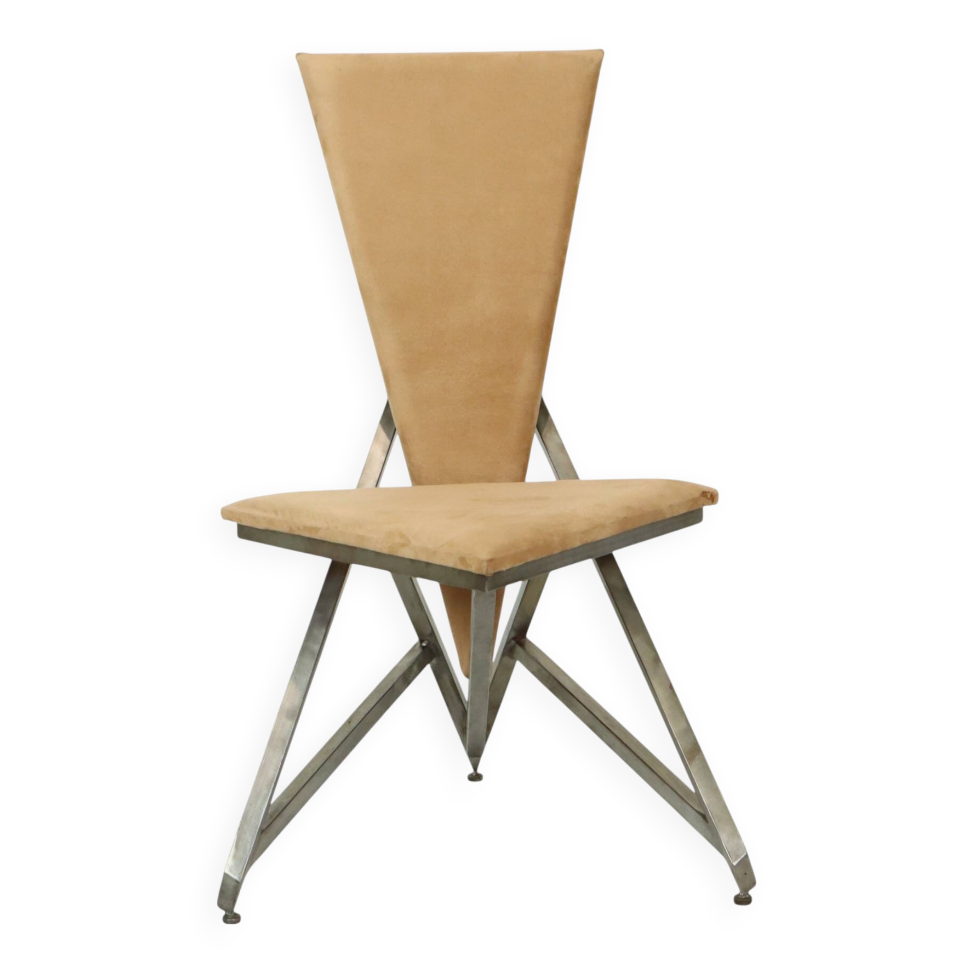 Unique Design Chair Art Object Handmade Metal Velvet