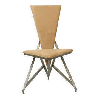 Unique Design Chair Art Object Handmade Metal Velvet