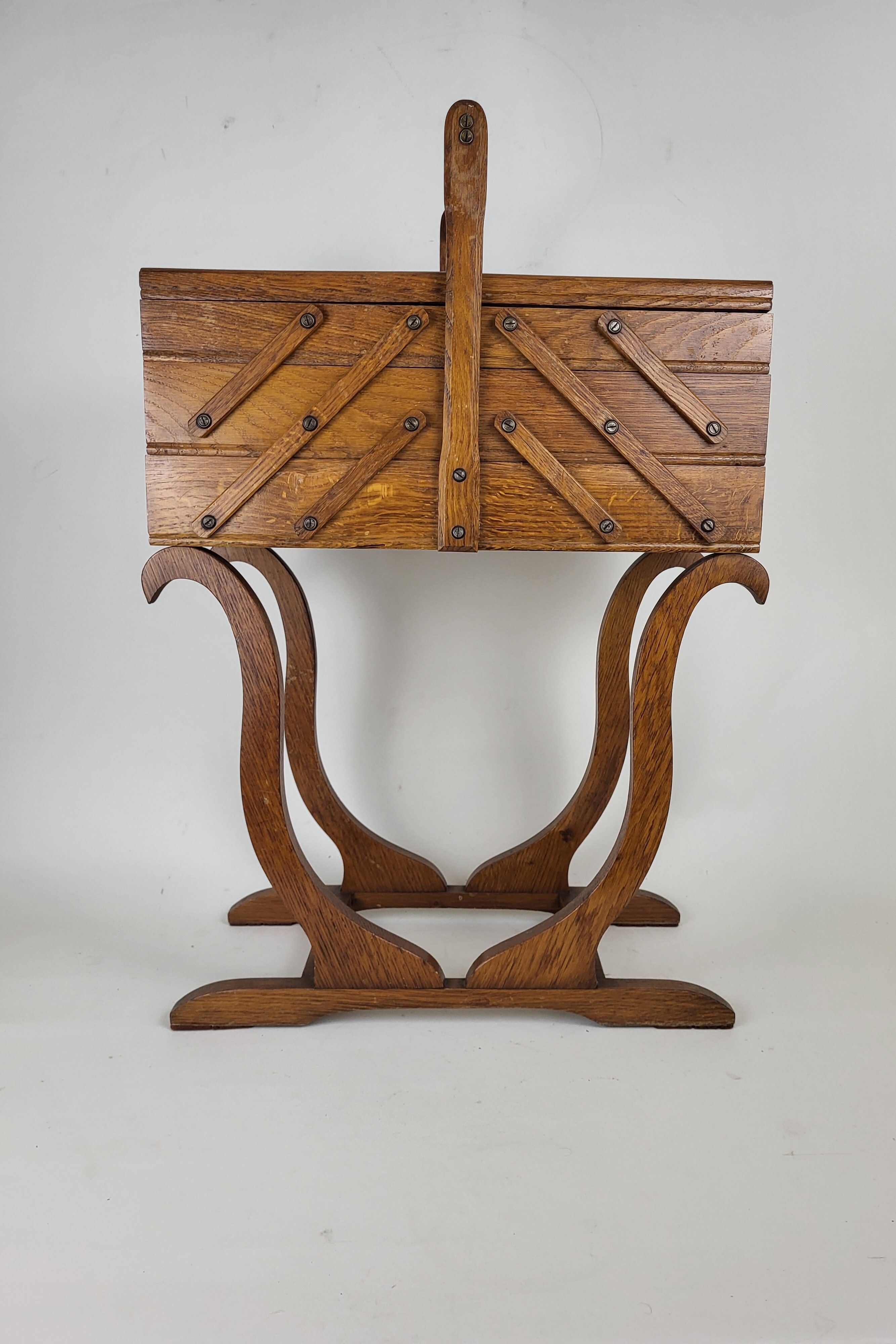 Worker on vintage wooden legs