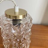 Lampe suspension baladeuse tulipe ancienne verre transparent griffe en laiton LAMP-7387