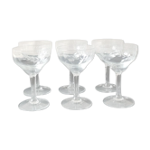Lot 6 art décor champagne glasses, 1920s. chiseled ears of wheat/transverse lines motifs