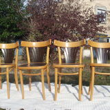 Set of 4 chairs wooden coffee multicore gold and black