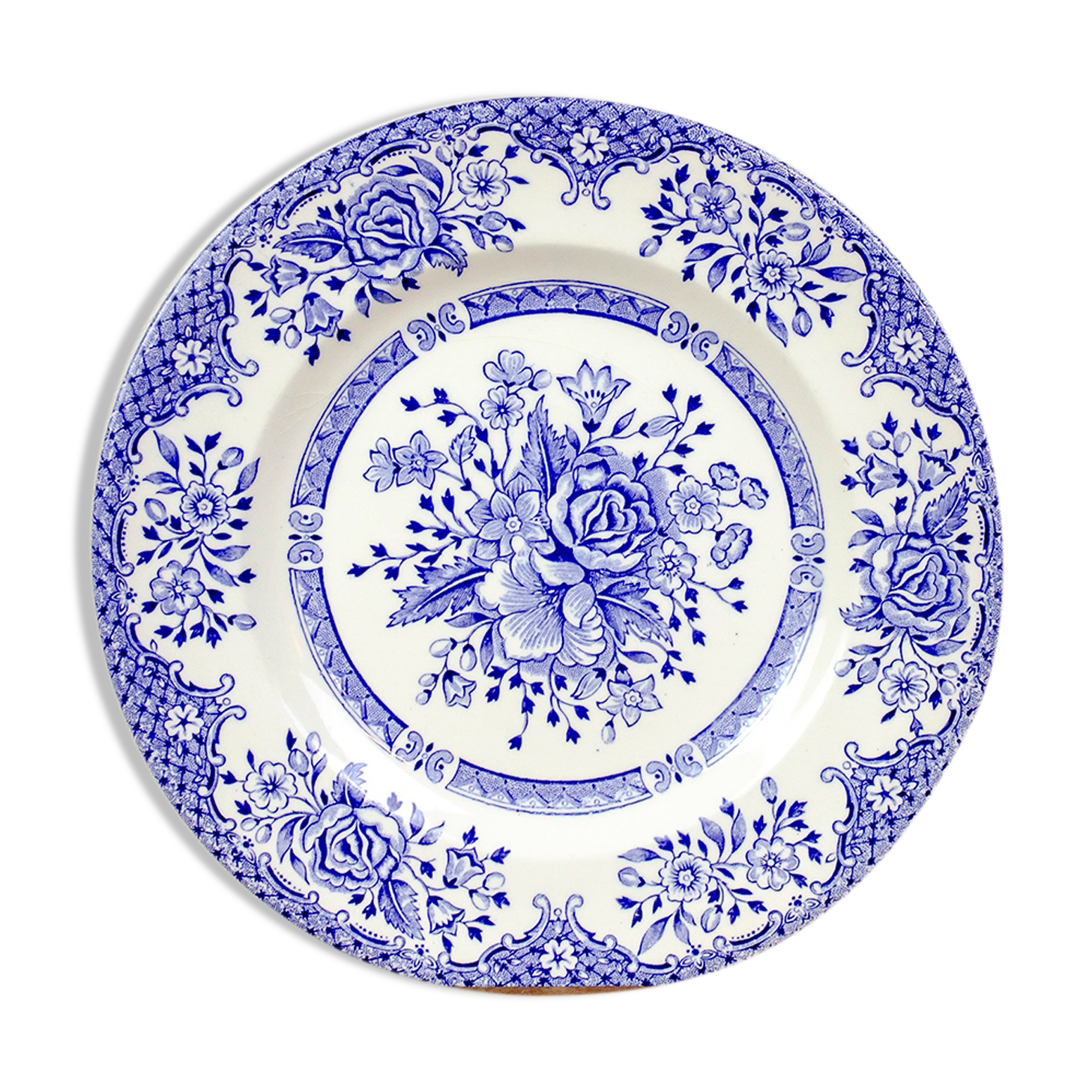 Assiette à dessert - décor bleu floral - Ironstone England