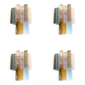 Lot of 4 Multicolored "Squared" Murano Style Glass Wall Sconces