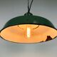 Industrial french green enamel factory lamp, 1960s