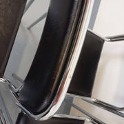 Set of 6 vintage Italian stackable chairs in chrome metal and skai.