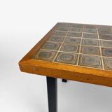 Side table in wood, ceramic and metal from the 70s