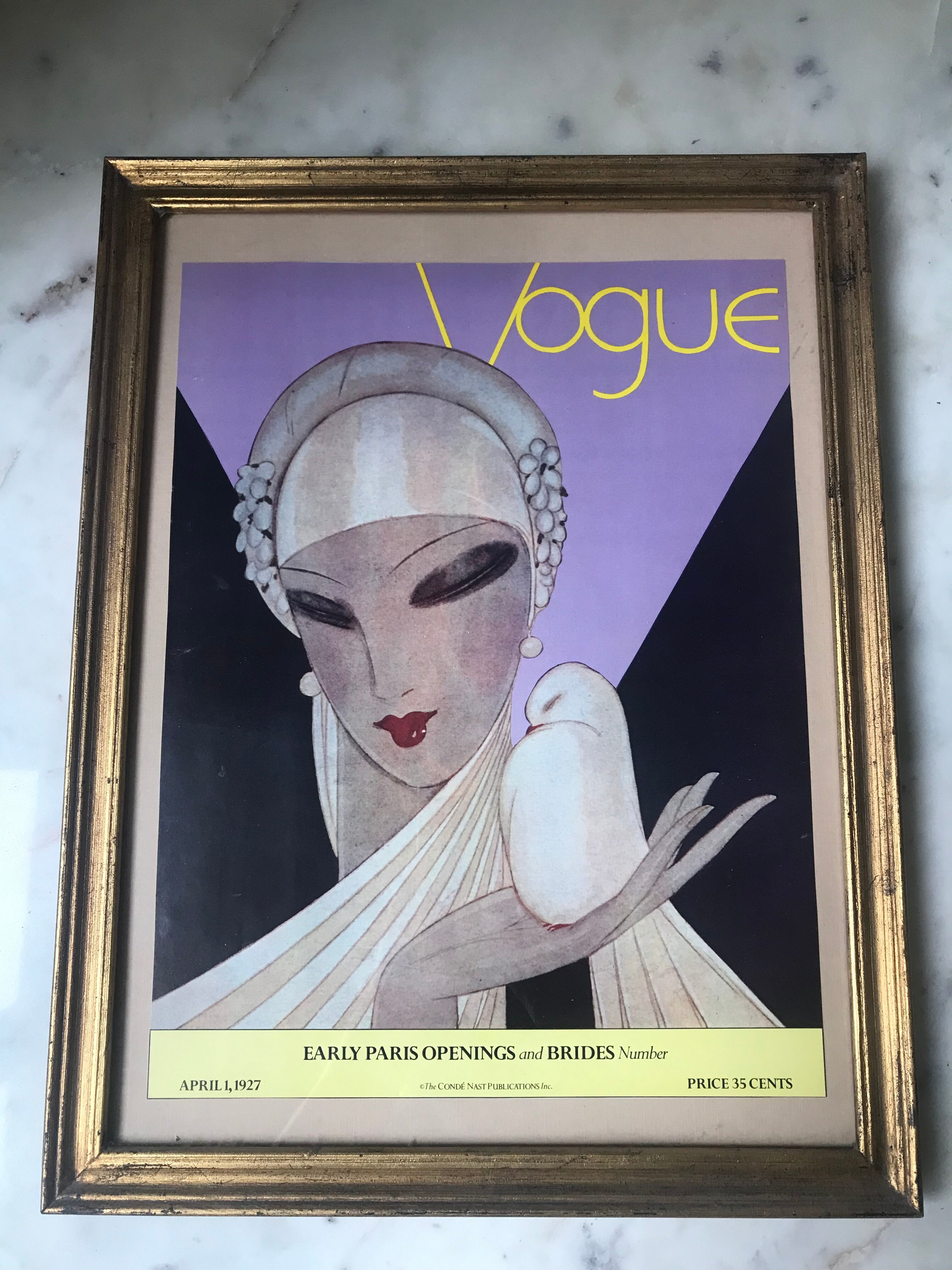 Illustration couverture d'un ancien magazine Vogue sous cadre