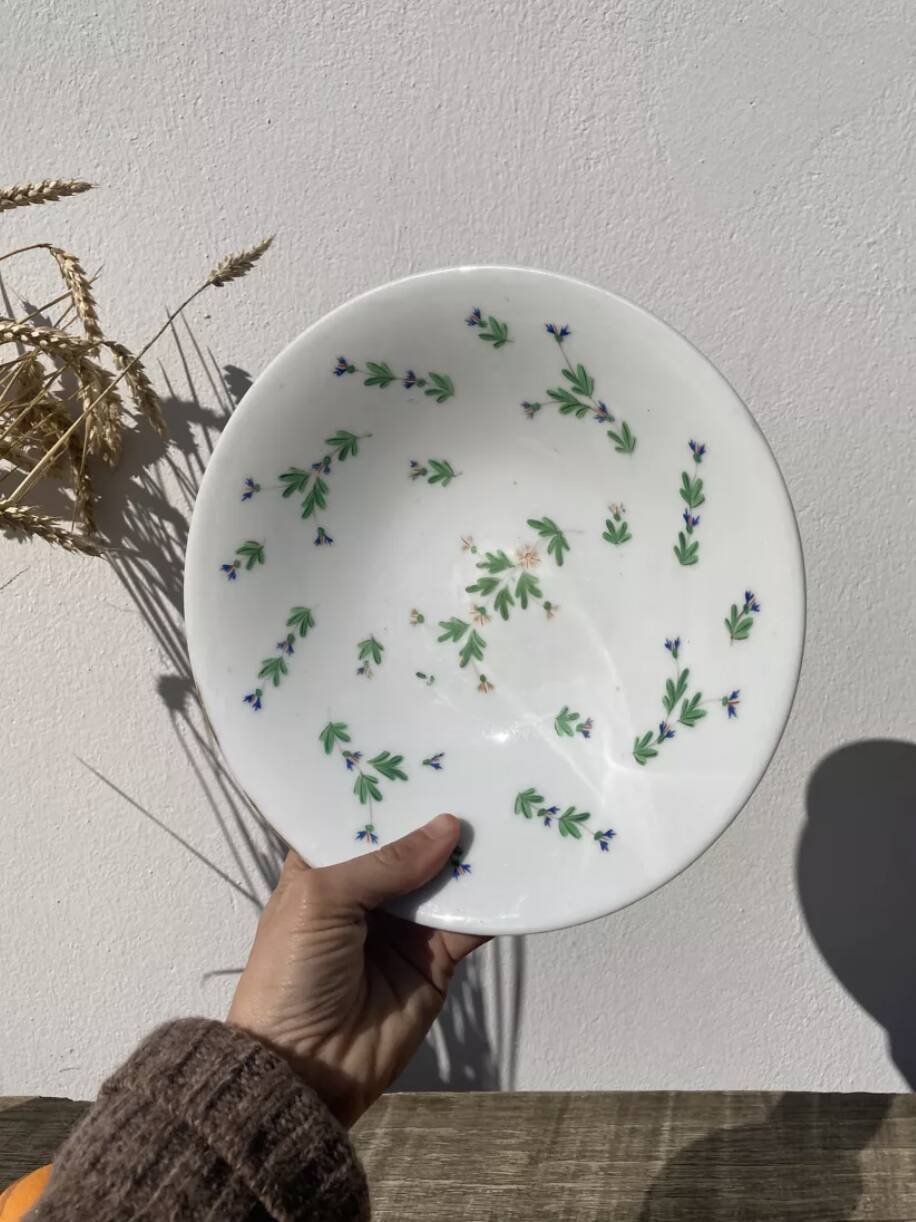 Iron earth compotier / vintage earthenware standing dish