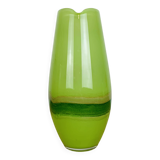 Jade green blown glass vase, handcrafted