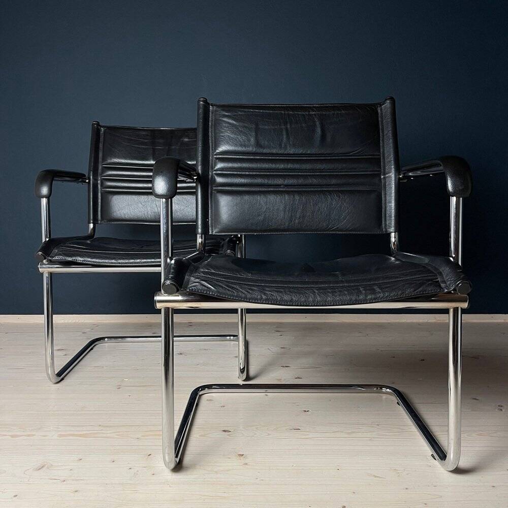 Mid-century Bauhaus style office chair set by Mart Stam for Stol Kamnik, 1980s.