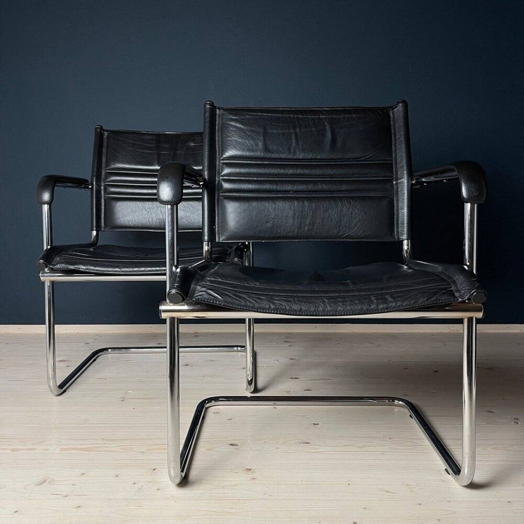 Mid-century Bauhaus style office chair set by Mart Stam for Stol Kamnik, 1980s.