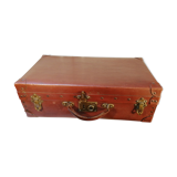 Vintage cognac suitcase in vulcanized fibers - 1950s