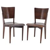 Paire de chaises d'appoint rares J.Halabala des années 1950, fabriquées par UP zavody à Brno.
