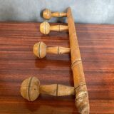 Old Coat Rack Wall Mounted x4 Wood Bamboo Style Vintage