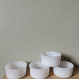 Set of 4 vintage arcopal bowl ramekins white lever France