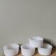 Set of 4 vintage arcopal bowl ramekins white lever France