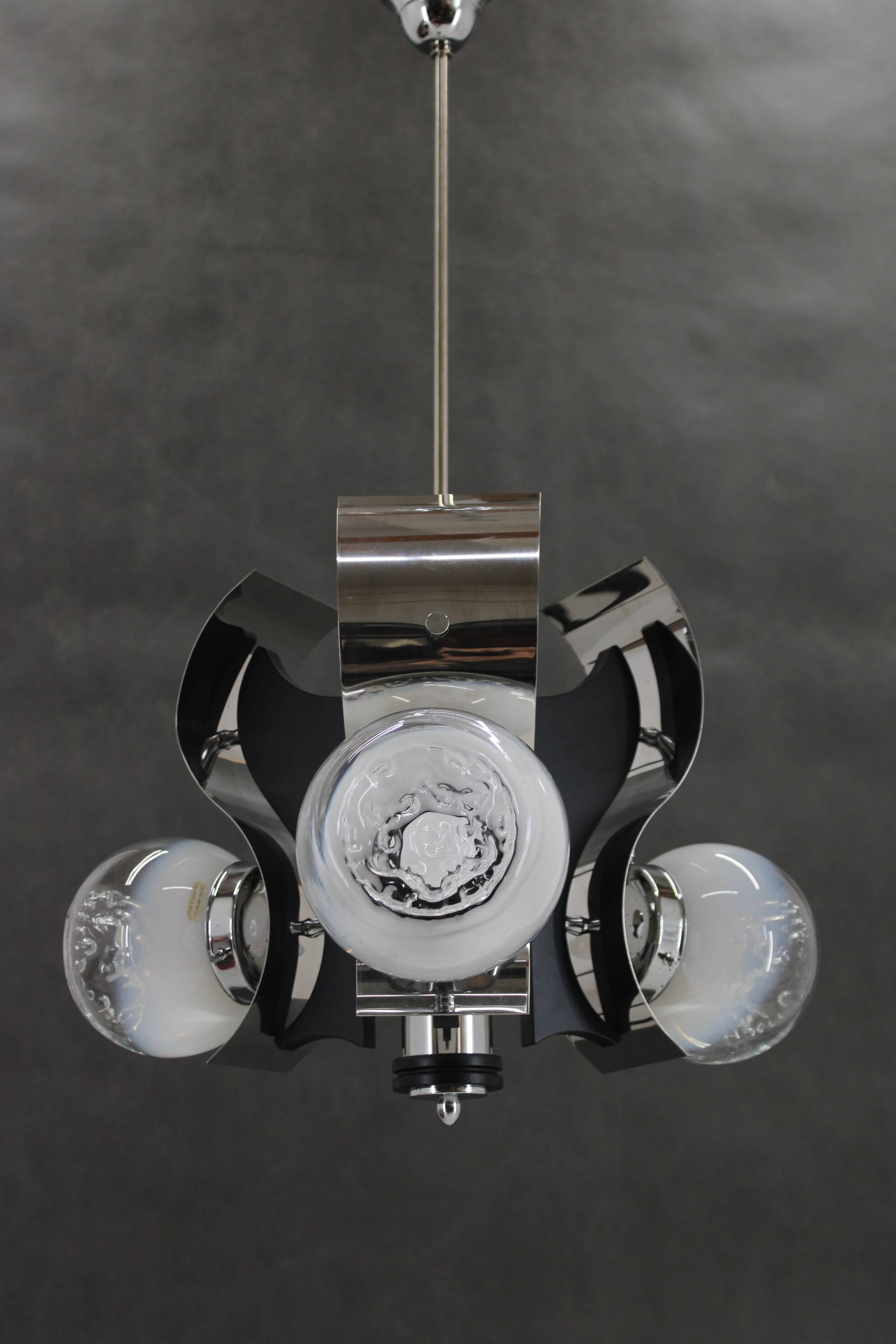 1970s Italian Chrome Plated Chandelier