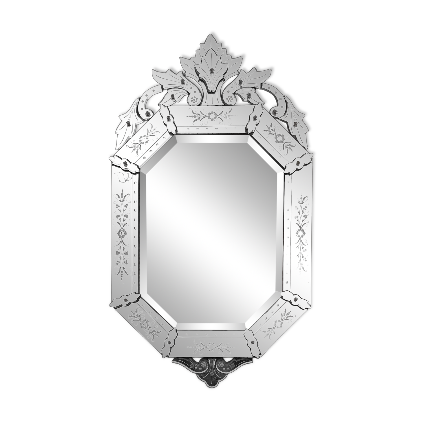 Antique octagonal Venetian wall mirror