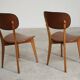 Pair of vintage French chairs in light brown skai