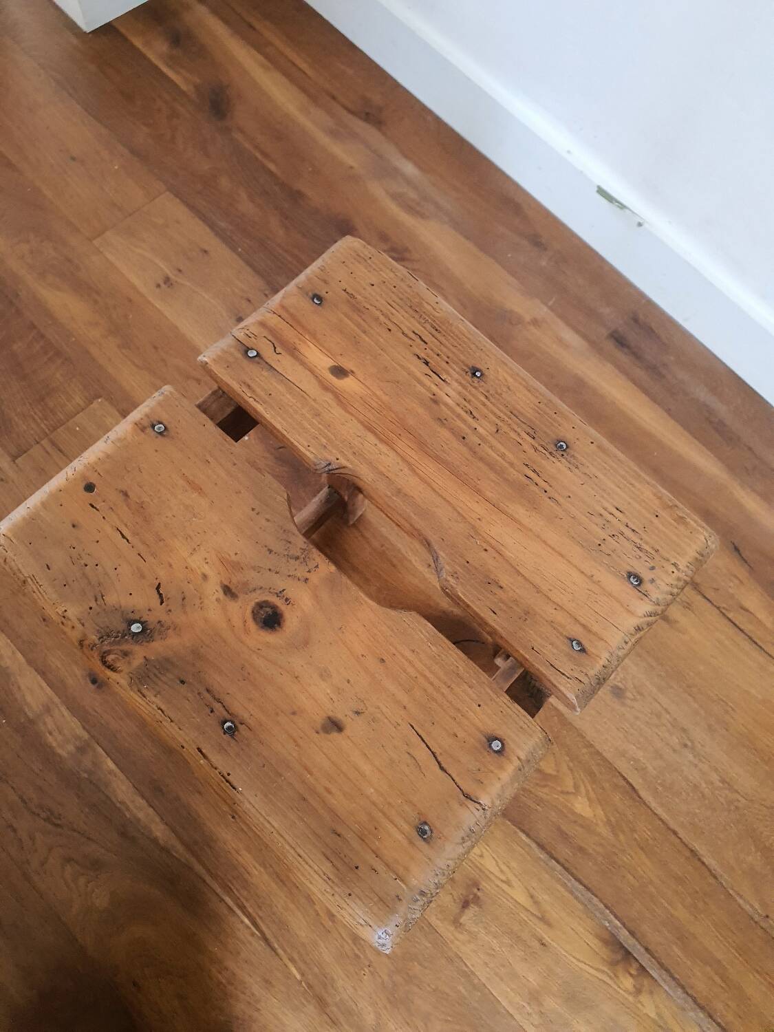 Antique wooden farm stool