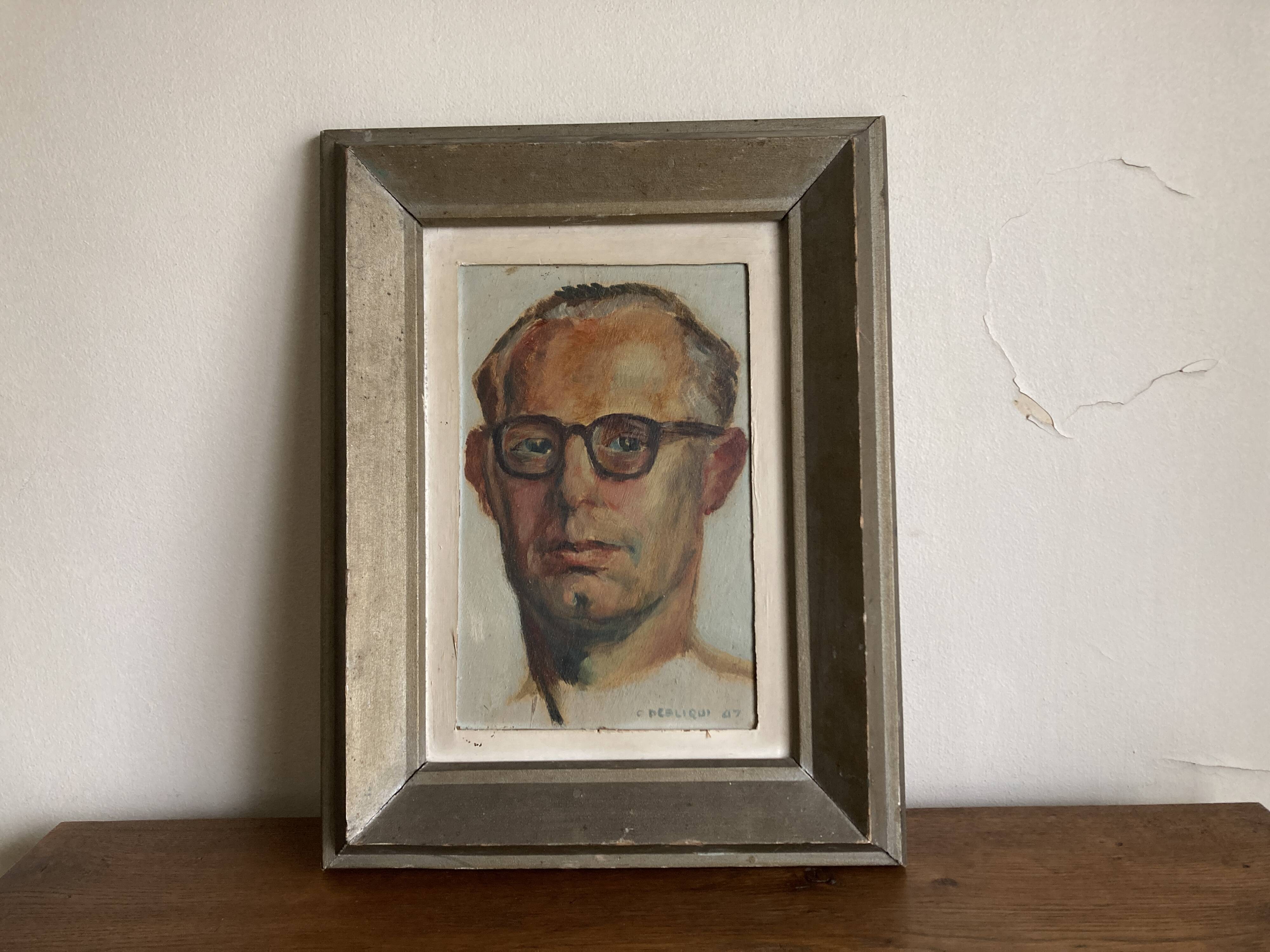 Portrait of a modernist man, oil on panel, 1947.