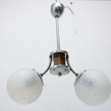 Suspension art déco chromé et bois, vers les années 1930