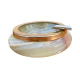 Petit cendrier en albâtre avec garnitures en laiton, Italie, années 1970.