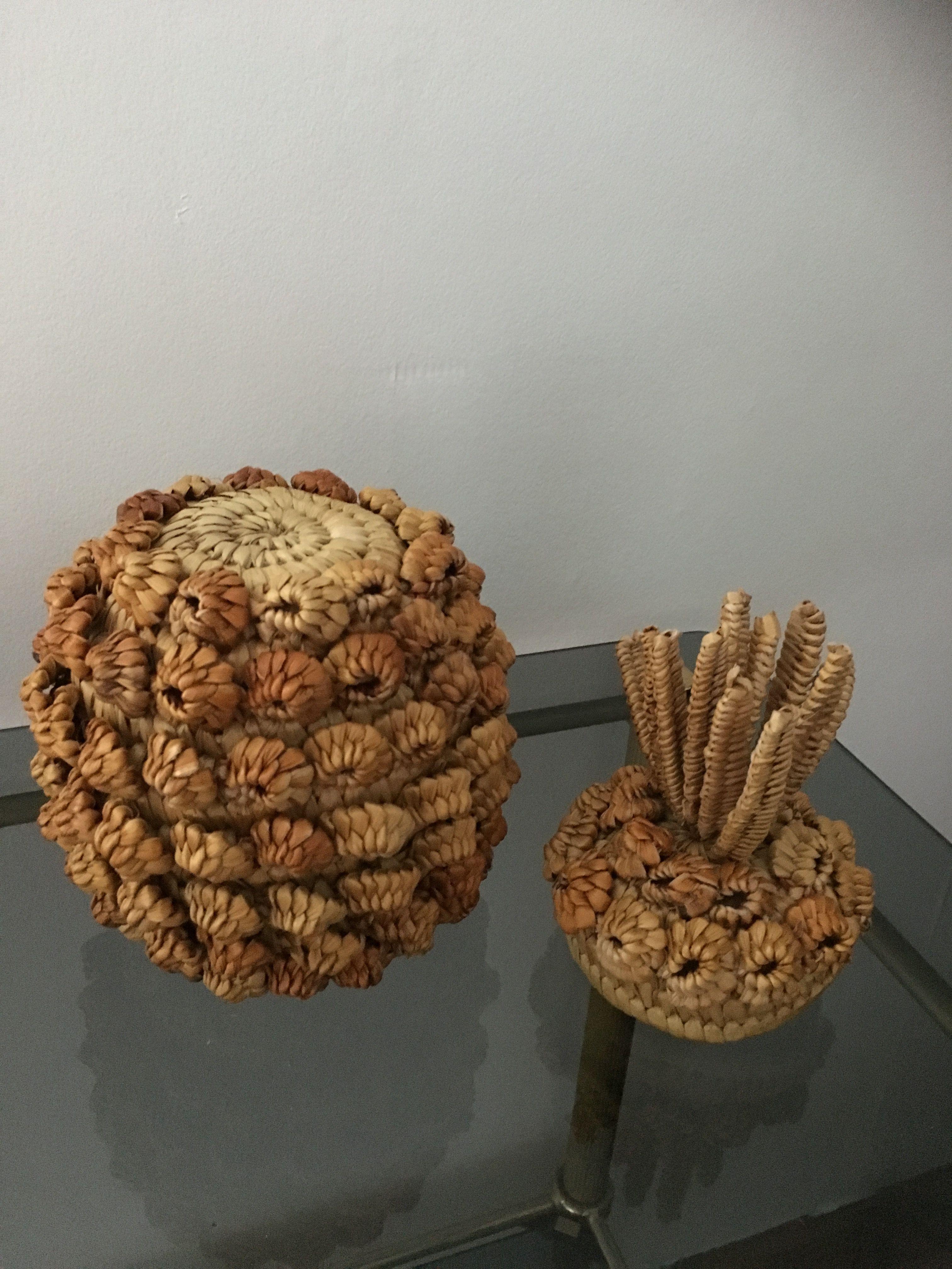 Trash in the form of the pineapple in natural fibers