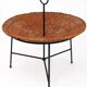 Table incurvée, porte revue en osier et laiton laqué noir, 1960