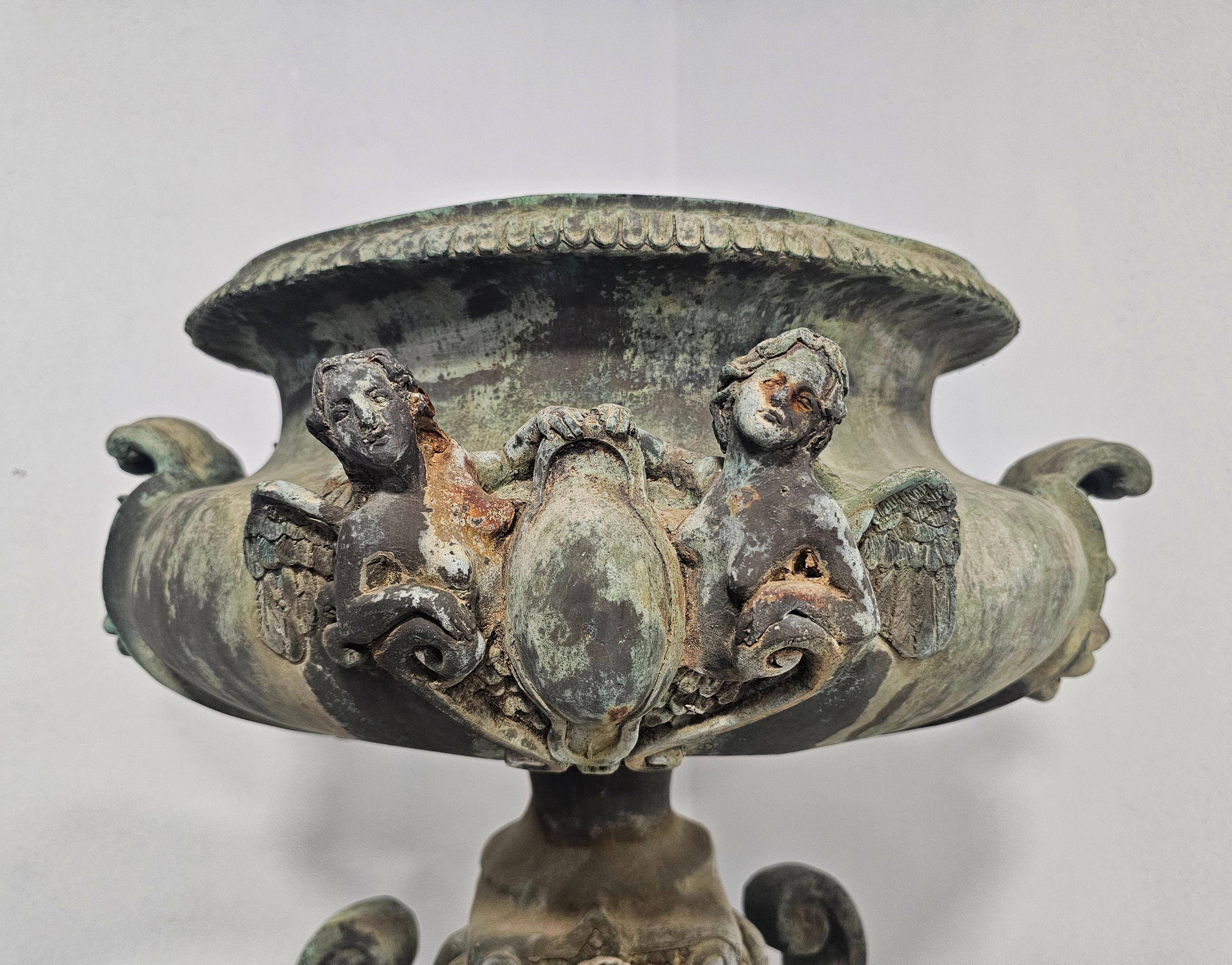 Empire style bronze jardinières, bronze and marble, 1805