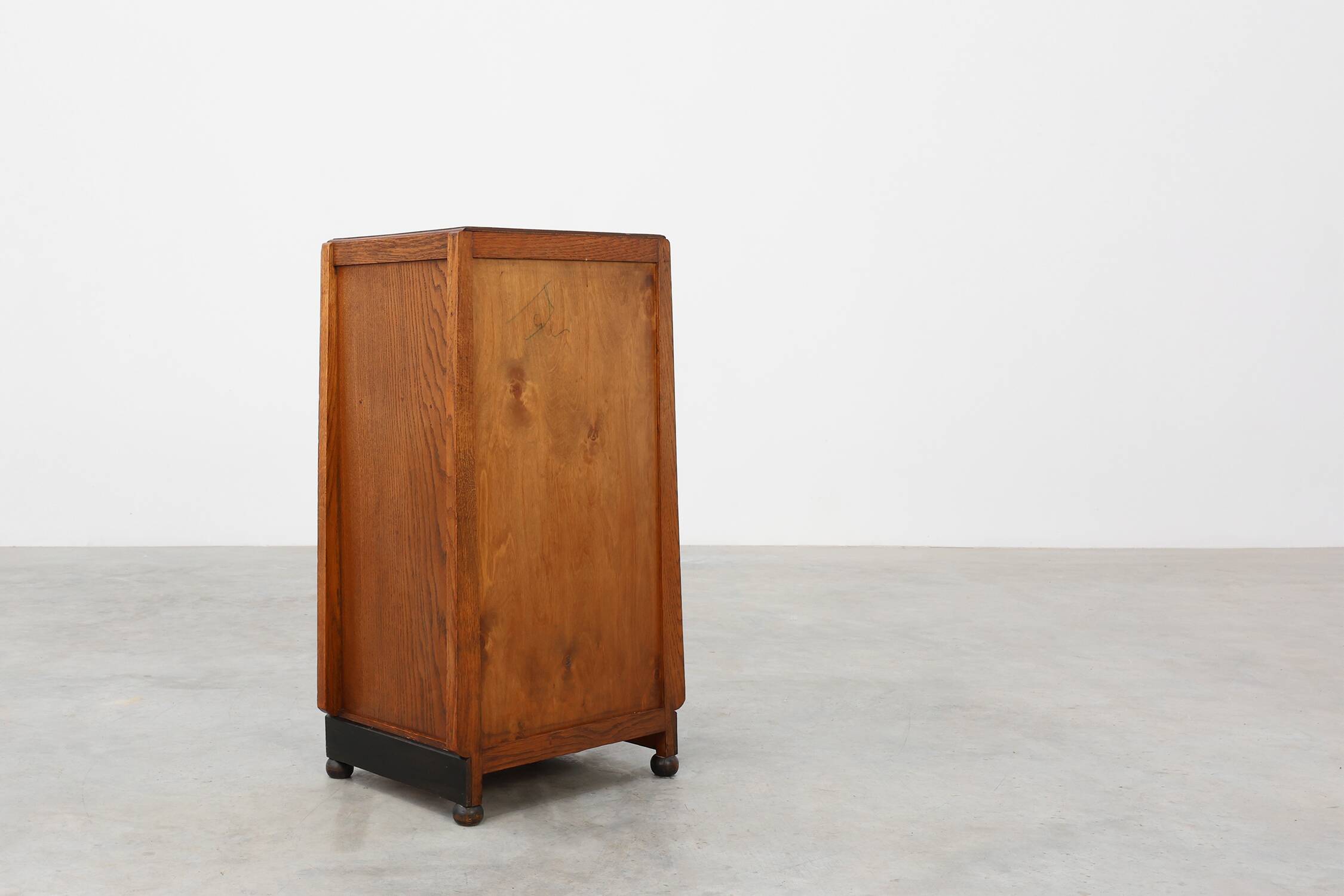 Amsterdamse school wooden cabinet or nightstand, The Netherlands ca. 1915