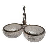 Crystal bowls joined by "swan neck" creation.