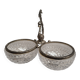 Crystal bowls joined by "swan neck" design.