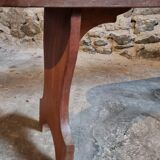 French cherry wood bench, 1930s, narrow wooden bench.