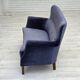 1960s, Danish 2-seater sofa, original blue furniture velour, beech wood.