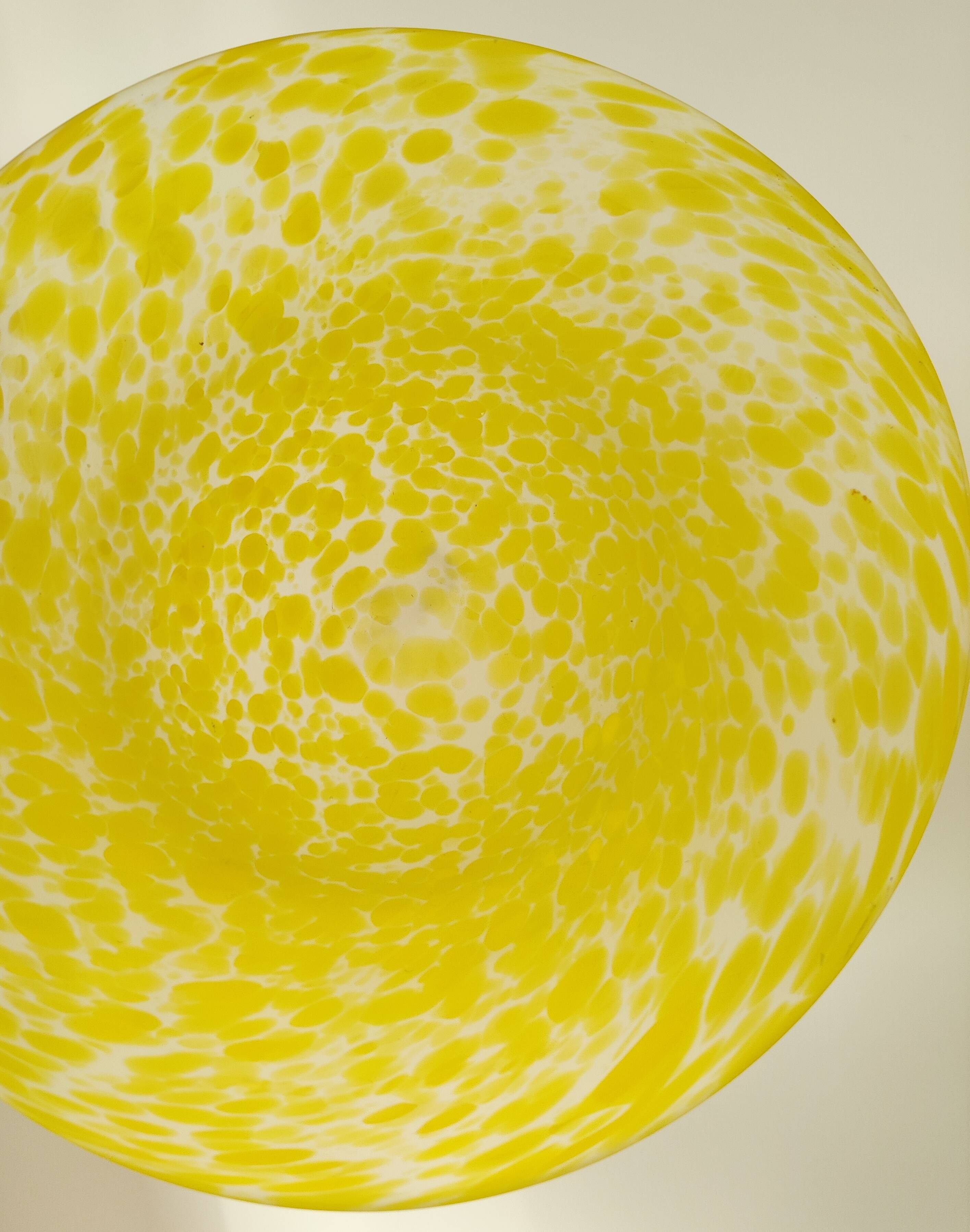 Yellow speckled frosted glass bowl