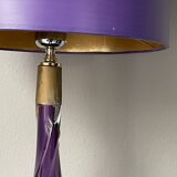 Large Purple Crystal Table Lamp, Signed by Vannes Le Chatel, France