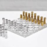 Modernist French Acrylic Glass Chess Set, 1970s, Set of 17