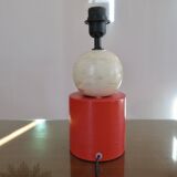 Pair of red and white ceramic lamps from the 80s