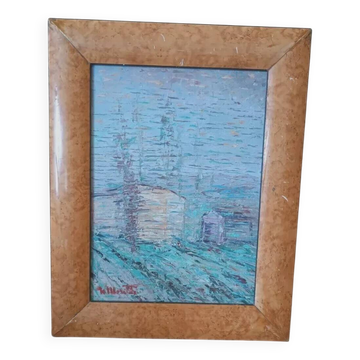 oil painting on hardboard signed Moretti