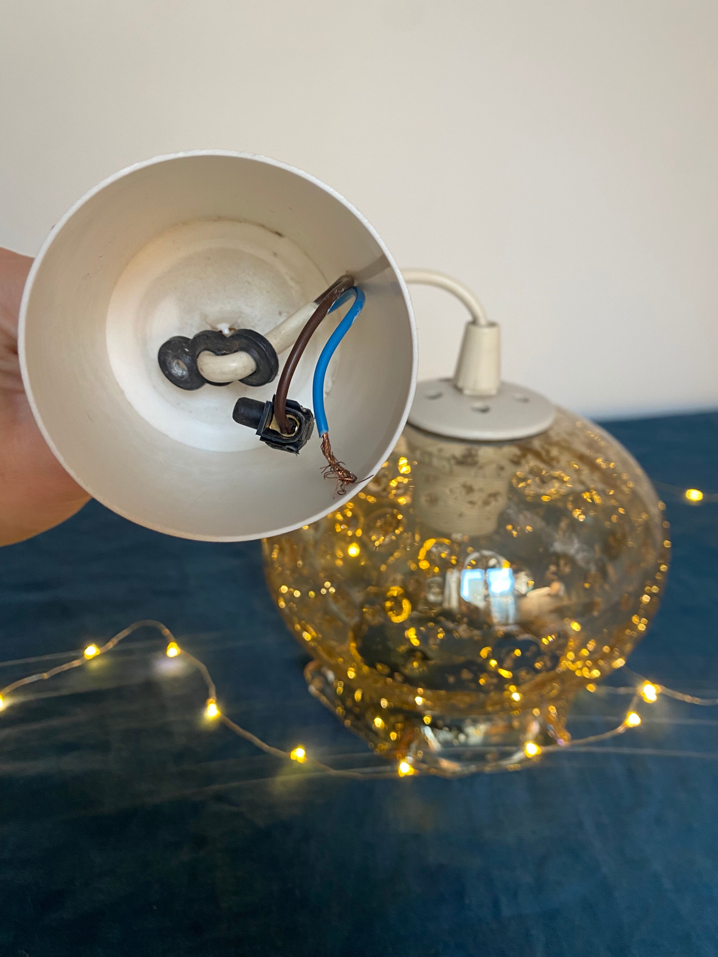 Blown glass pendant lamp with bubbles - 70s