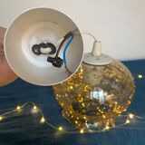 Blown glass pendant lamp with bubbles - 70s