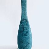 Art ceramics sgraffito table lamp attributed to Alvino Bagni for Raymor, Italy, 1960s.